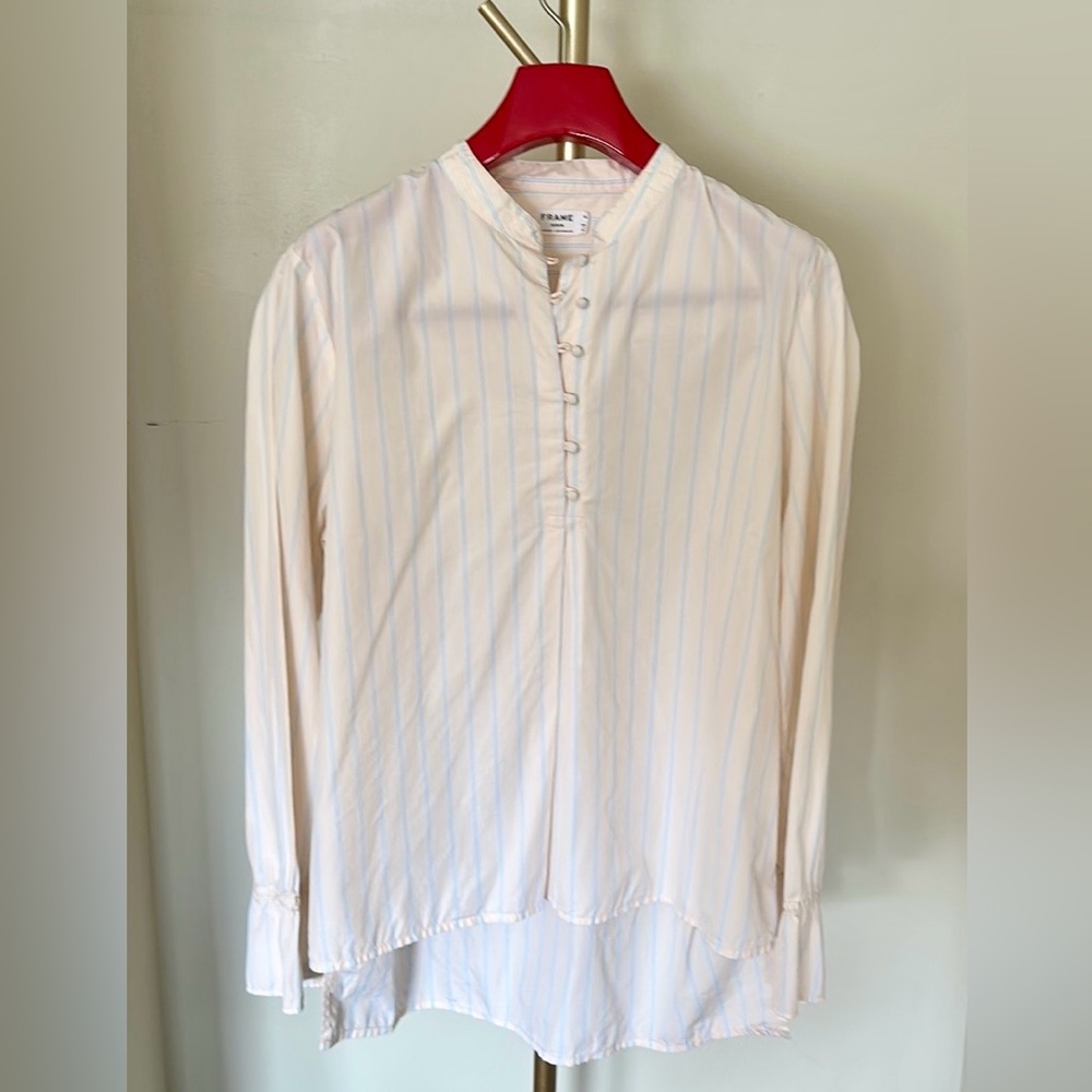 Frame Denim Cream and Blue Striped Top